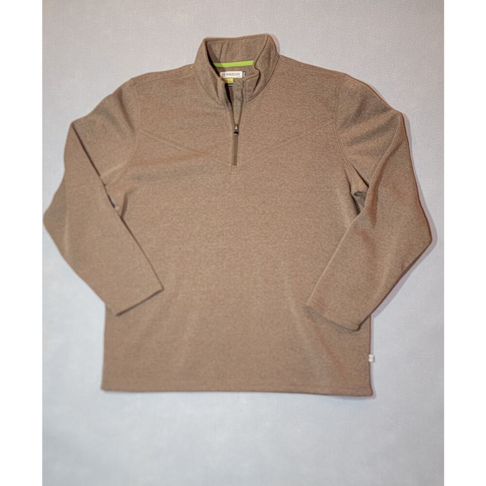 Magellan Outdoors Loose Fit Men's XL Tan 1/4 Zip Pullover Fleece Sweatshirt